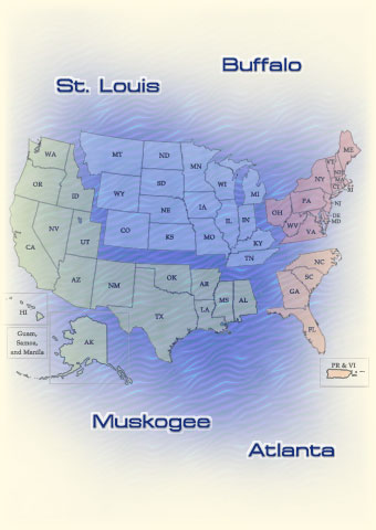 Graphic collage of the US that shows the states divided up by RPOs.