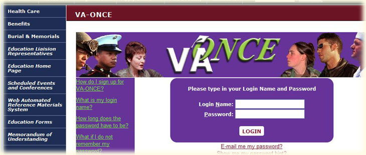 Graphic of the VA-ONCE Login box.